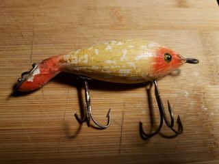 Very Old Heddon Dowagiac Tad Polly Vintage Fishing Lure With Glass Eyes