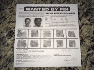 Rare Rafael Ramirez " The Railroad Killer " Fbi Wanted Poster Pls Make Offer