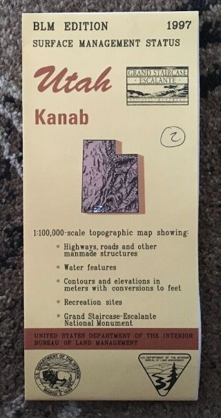 Usgs Blm Edition Topographic Map Utah - Kanab