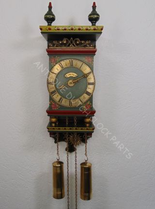 Rare Folklore Dutch Warmink Hindeloopen Wall Clock