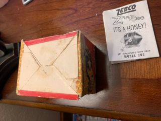 Vintage ZEBCO 202 Zee bee empty box and paper work 2