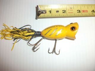 Vintage Fred Arbogast Hula Popper Lure 5/8 Yellow Shore