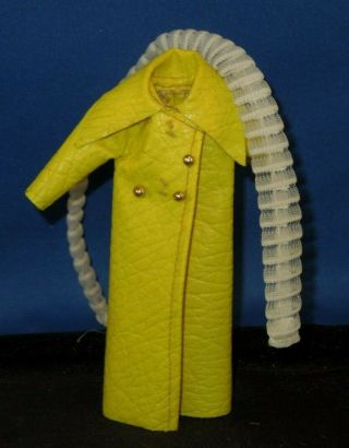 Dawn Doll Outfit 8125 Long N Leather Yellow Coat And White Scarf Jacket Vtg