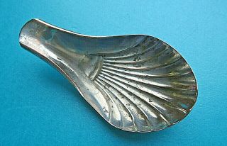 Antique Late 18th Or Early 19th Century Shell Tea Caddy Spoon,  Silver On Copper.