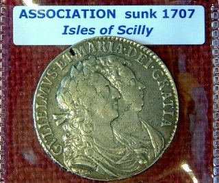 Rare William & Mary 1689 Halfcrown - Association Shipwreck 1707 Scilly