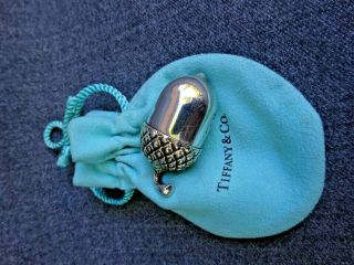Exquisite Vintage Tiffany & Co Sterling Silver Rare Acorn Pill Box Gilt Interior