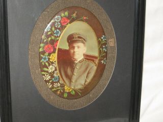 Antique Oval Picture Of A Military Man In Uniform Framed Pre - Owned