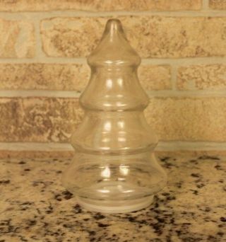 Vintage Clear Glass Apothecary Candy Jar Christmas Tree Shape 7 " Plastic Base