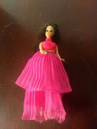 Dawn Doll Topper Toys 1970s Vintage Glori Bangs Outfit Pink Dress Gown