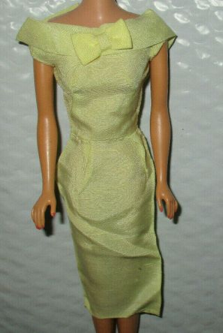 Vintage Barbie - Lemon Yellow Silk Sheath Dress 1962 - 1963 Pak Tlc