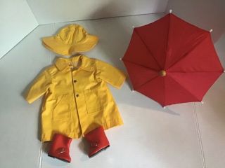 American Girl Doll Red Boots Plus Raincoat Set To Fit 18” Doll Adorable Set
