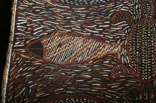 Rare Umbakumba Mission Australian Aboriginal Bark Painting by Terri Terri 1960s 3