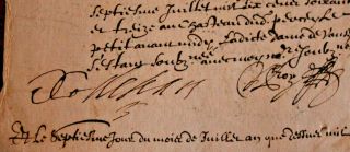 1660 Manuscript Document With Authentic Signature Oncial Writting