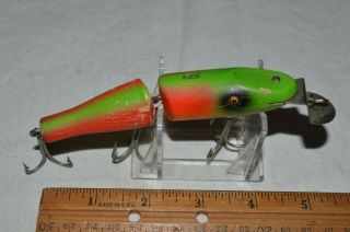 Vintage Creek Chub Jointed Pikie Rainbow Fire Color Wood Glass Eyes 4 1/2 "