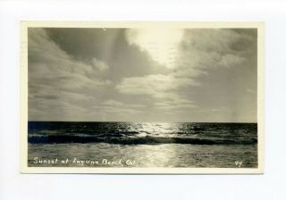 Orange County Rppc Real Photo Ca,  Sunset Laguna Beach,  1932 Antique Postcard