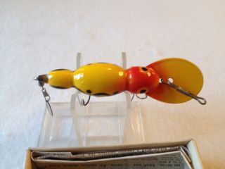 Vintage Old Wood Bomber Waterdog Fishing Lure Yellow 3