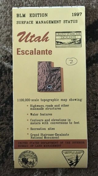 Usgs Blm Edition Topographic Map Utah - Escalante