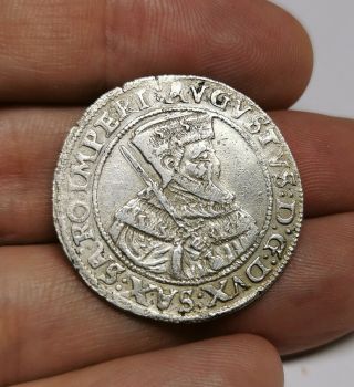 Very Rare German States Saxony August (1553 - 1586) 1/4 Silver Taler Coin 1561