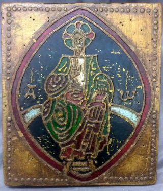 Antique Greek Or Russian Orthodox Hand Painted Icon Wooden 10 X 8 Inches