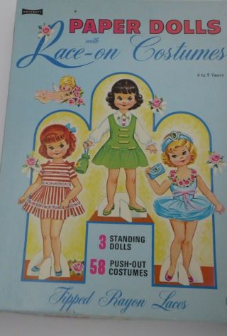 Vintage Paper Dolls W/lace - On Costumes 3 Dolls & Over 50 Costumes By Saalfield