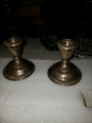 Pair Weighted Sterling Candle Holders Candlestick