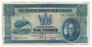 Zealand 1934 Lefeaux £5 5 Pounds Note P.  156 Rare Afine