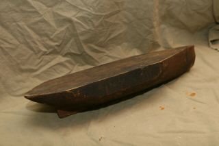 Antique Hand Carved Solid Wood Pond Boat Hull W Small Keel 3x5x17 "