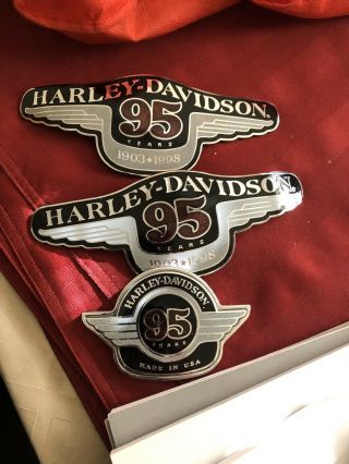 Rare Harley Davison Tank Emblems 95th Anniversary Usa Made