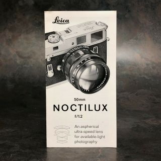 :original Leica Noctilux 50mm F1.  2 Lens Brochure English 1968 [very Rare - Ln]