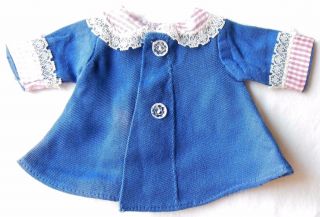 Vintage Blue Doll Dress Pink & White Gingham Accents Fits A 10 Inch Doll