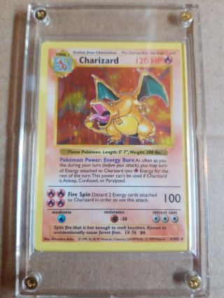 Extremely Rare Pokemon Trading Card Charizard Shadowless Nm Holographic 4/102