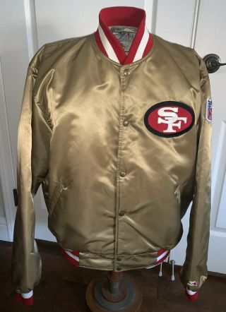 Rare Vtg 90s Starter Proline San Francisco 49ers Gold Satin Jacket Mens 2xl