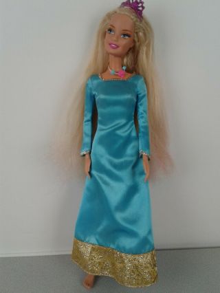 Vintage 1999 Mattel Barbie Doll Blond Hair Blue Dress Pink Tattoos Made In China