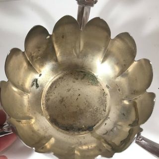 Vintage Leonard Silver Plate Lotus Flower Bowl 3 Candle Stick Holder 3