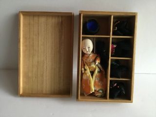 Vintage Japanese Doll With 5 Wigs,  Box