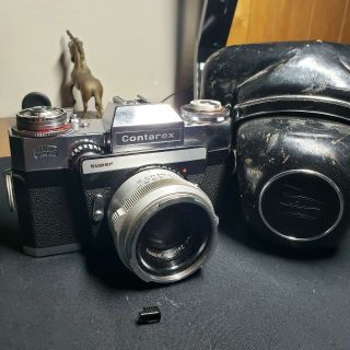 Rare Zeiss Ikon Contarex Silver F=50mm Camera With Case