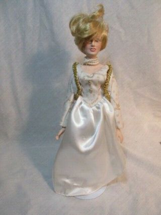 Vintage Porcelain Princess Diana Doll White Dress Outfit