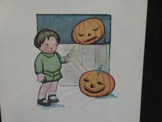 Vintage - VERY RARE Halloween Postcard - Exciting & SCARCE - Boy With Candle For JOL 3