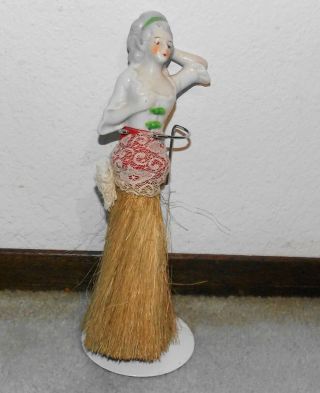 Vintage Antique Vanity Half Doll Porcelain Clothes Brush Whisk Broom 8 1/3 "