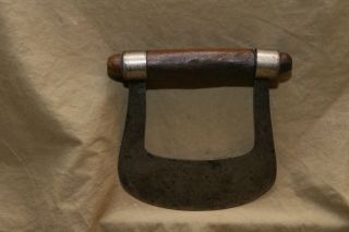 Antique 18th /19th C Hand Wrought Steel Wood Handle Pastry Cutter Chopper