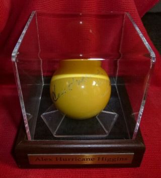 Rare Alex Hurricane Higgins Signed Period Snooker Cueball With Smiley Face 1980s