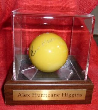 RARE ALEX HURRICANE HIGGINS SIGNED PERIOD SNOOKER CUEBALL WITH SMILEY FACE 1980s 2