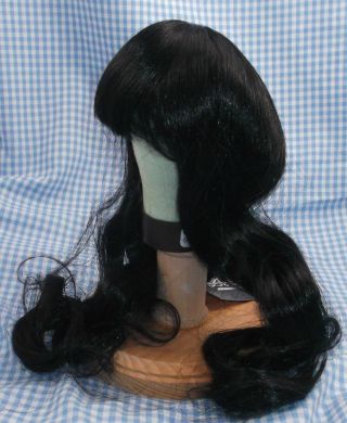 Vintage Long Black Doll Wig With Bangs Size 11 Dollspart In Package