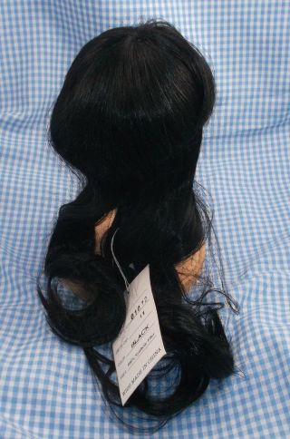 VINTAGE Long black DOLL WIG with bangs size 11 DOLLSPART in package 2