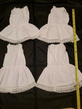 Handmade Doll Clothes For French Or German,  4 Doll Slips White With Lace