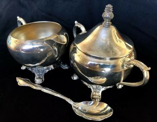 Vintage Fb Rogers Silver Plated Cream And Sugar Bowl With Lid
