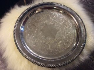 Oneida Silversmiths Ornate Round Serving Tray Dish Platter 12 1/4 " - Vintage