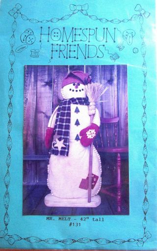 Homespun Friends " Mr.  Melt Snowman " Vintage Doll Pattern 42 "