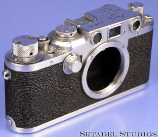 Leica Leitz Iiic Iiif Black Dial Chrome Sharkskin Sm Ltm Rangefinder Body Rare