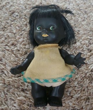 Vintage Japan African American Rubber Girl Doll